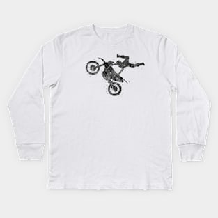 Motocross freestyle black and white Kids Long Sleeve T-Shirt